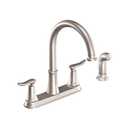Moen Moen Solidad Two Handle Stainless Steel Kitchen Faucet Side Sprayer Included CA87015SRS
